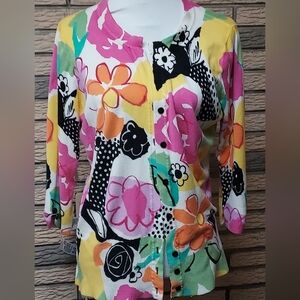 Cyrus Floral Multicolor Women's Cardigan Sz Lg